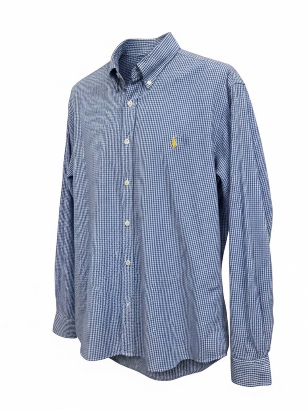 Ralph Lauren Blue& White Gingham Button-Down Shirt Size XL